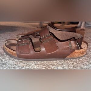 Birkenstock Unisex Leather Sandals in Rich Brown